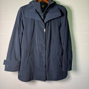 Gallery Women's Navy Trench Coat Removable Liner Sz XL